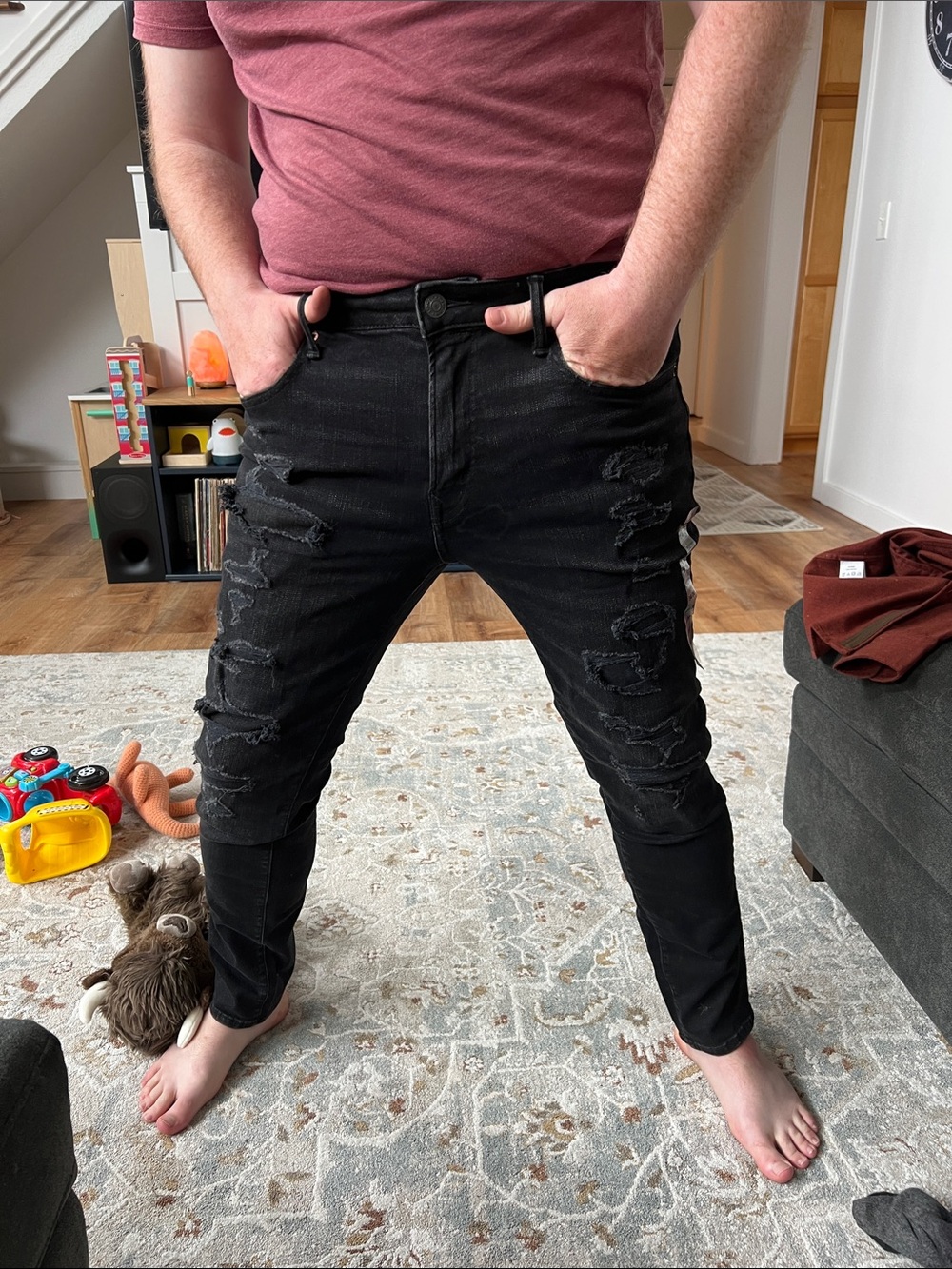 American Eagle Outfitters Black Distressed Skinny Jeans
